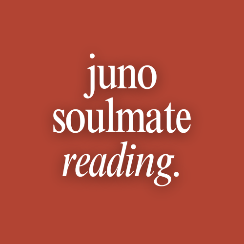 Text 'juno soulmate reading.' on a red background