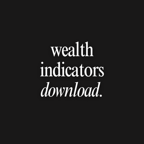 Text 'wealth indicators download' on a black background
